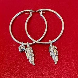 Juicy Couture silver hoops + feather detail